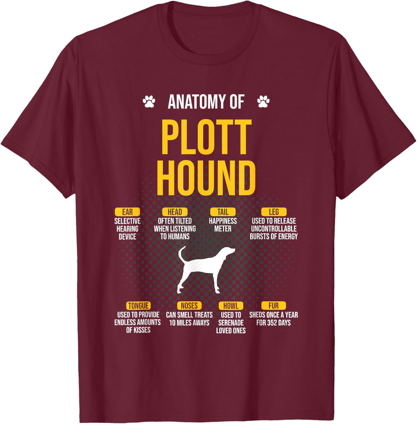 Anatomy Of Plott Hound Dog Lover T-Shirt - T-Shirt | Maroon