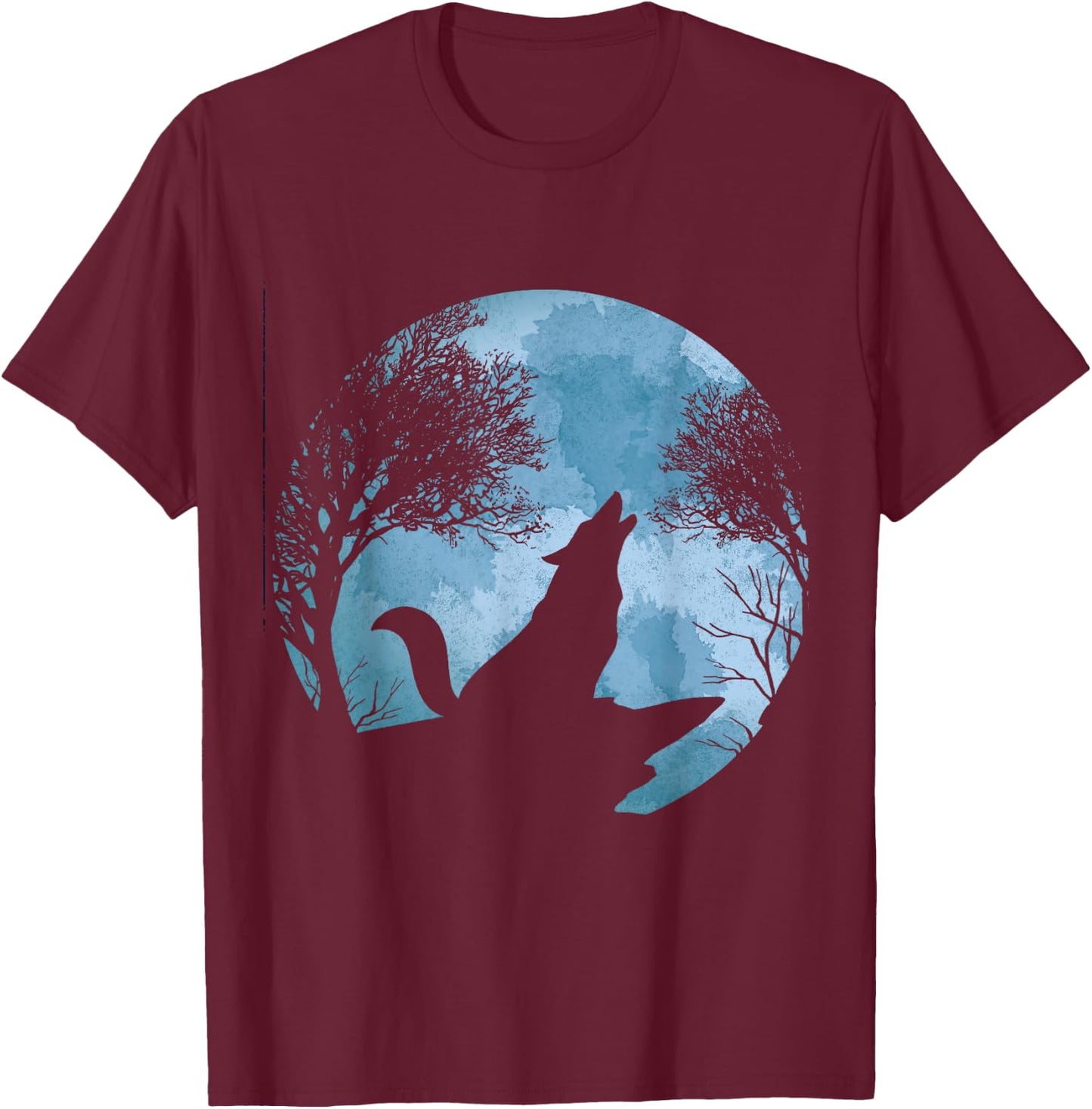 Howling Full Moon Forest Animal Wildlife Gift Moonlight Wolf T-Shirt - T-Shirt | Maroon