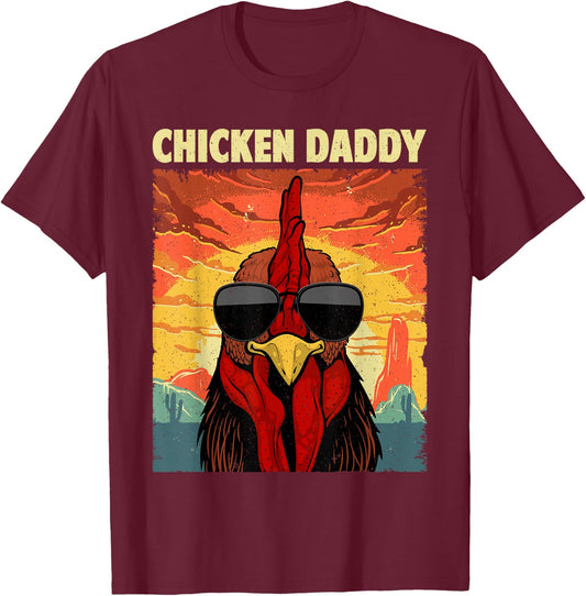 Funny Chicken Daddy Design For Dad Men Farmer Chicken Lover T-Shirt - T-Shirt | Maroon
