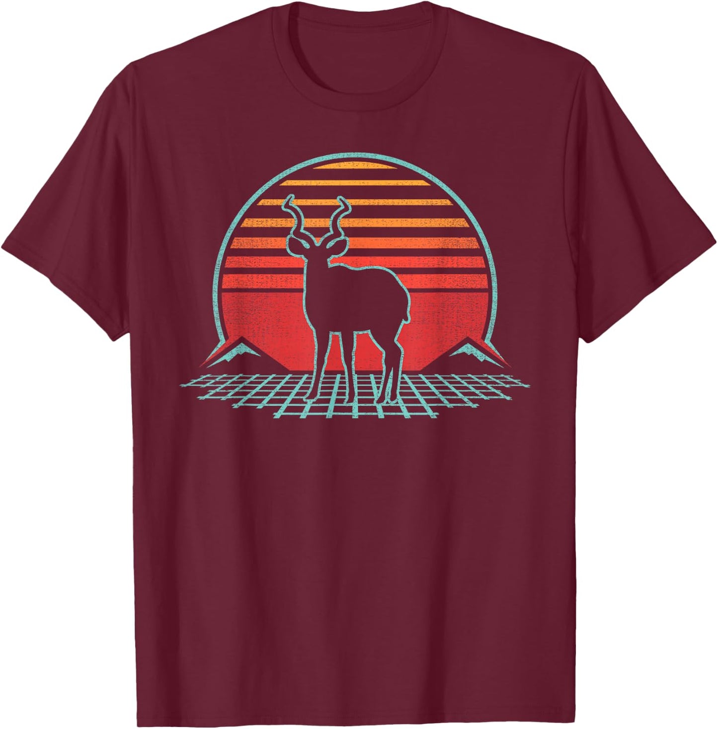 Antelope Lover Animal Retro Vintage 80s Style T-Shirt - T-Shirt | Maroon