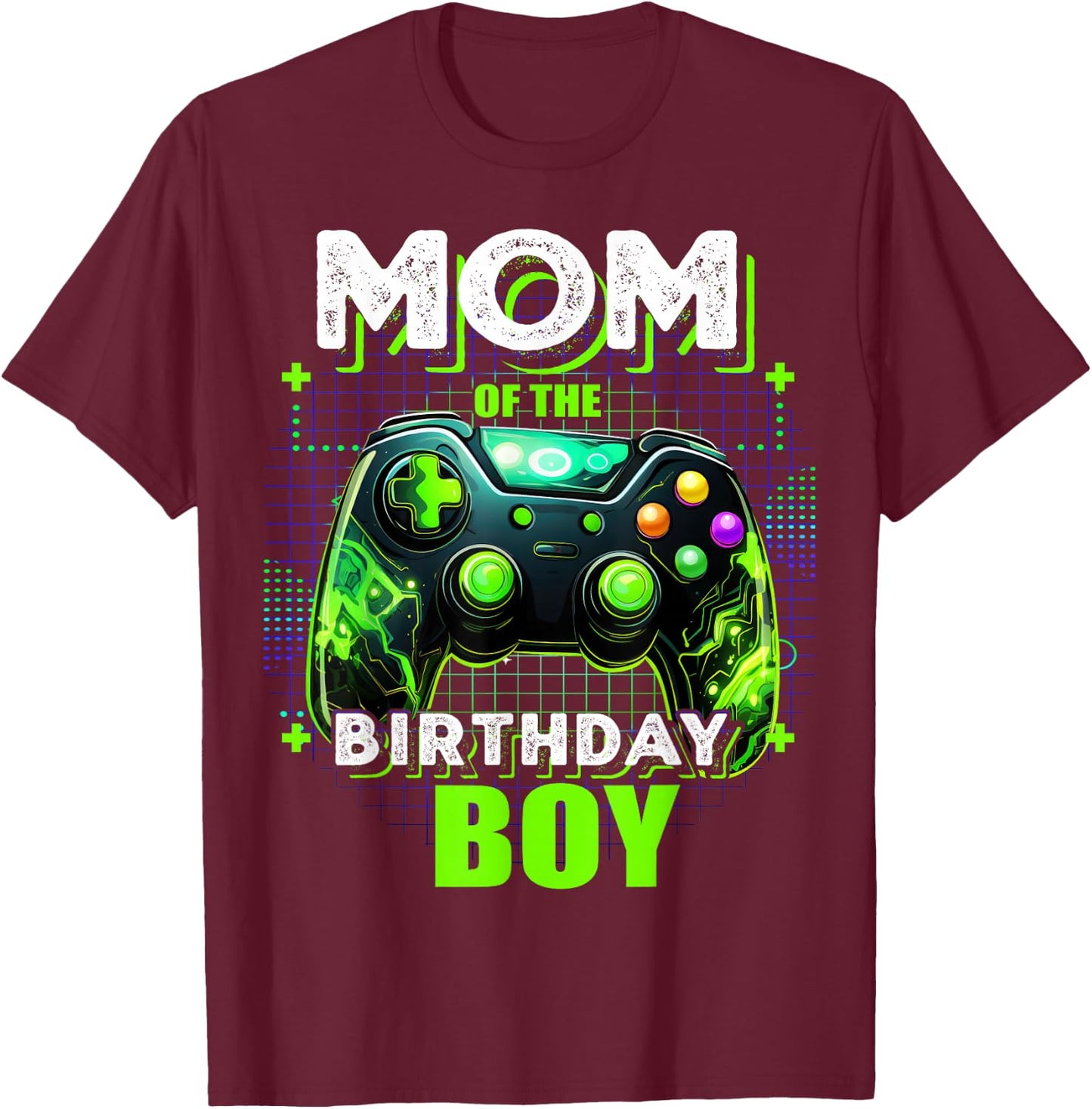 Mom of the Birthday Boy Matching Video Game Birthday Party T-Shirt - T-Shirt | Maroon
