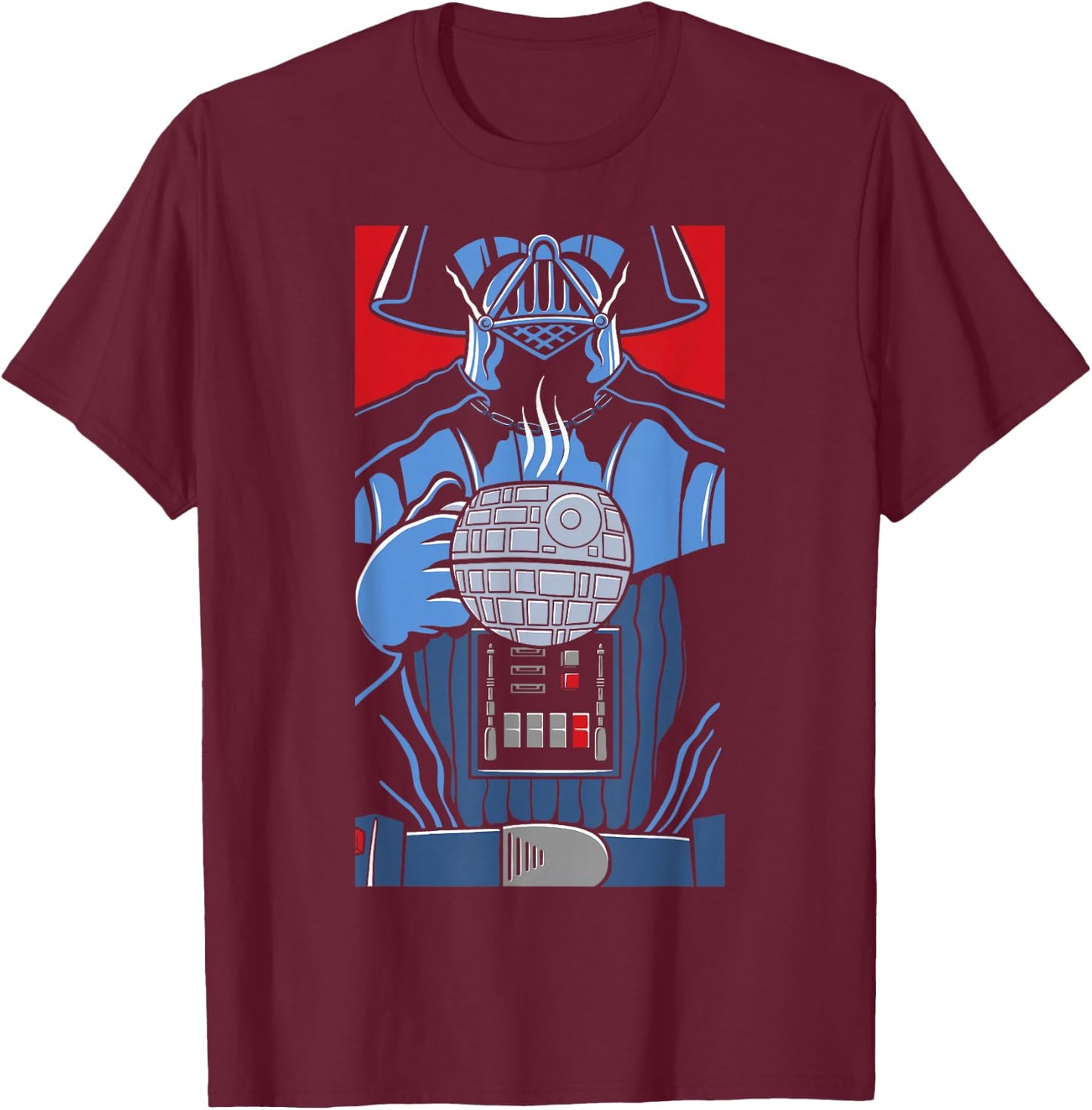 Star Wars Darth Vader Death Star Coffe Cup T-Shirt - T-Shirt | Maroon
