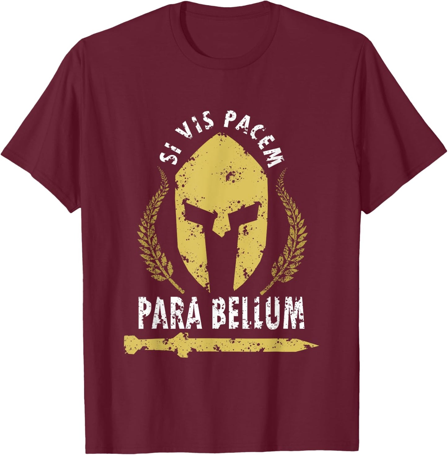 Si Vis Pacem Para Bellum Vintage Greece History Fighter Gym T-Shirt - T-Shirt | Maroon