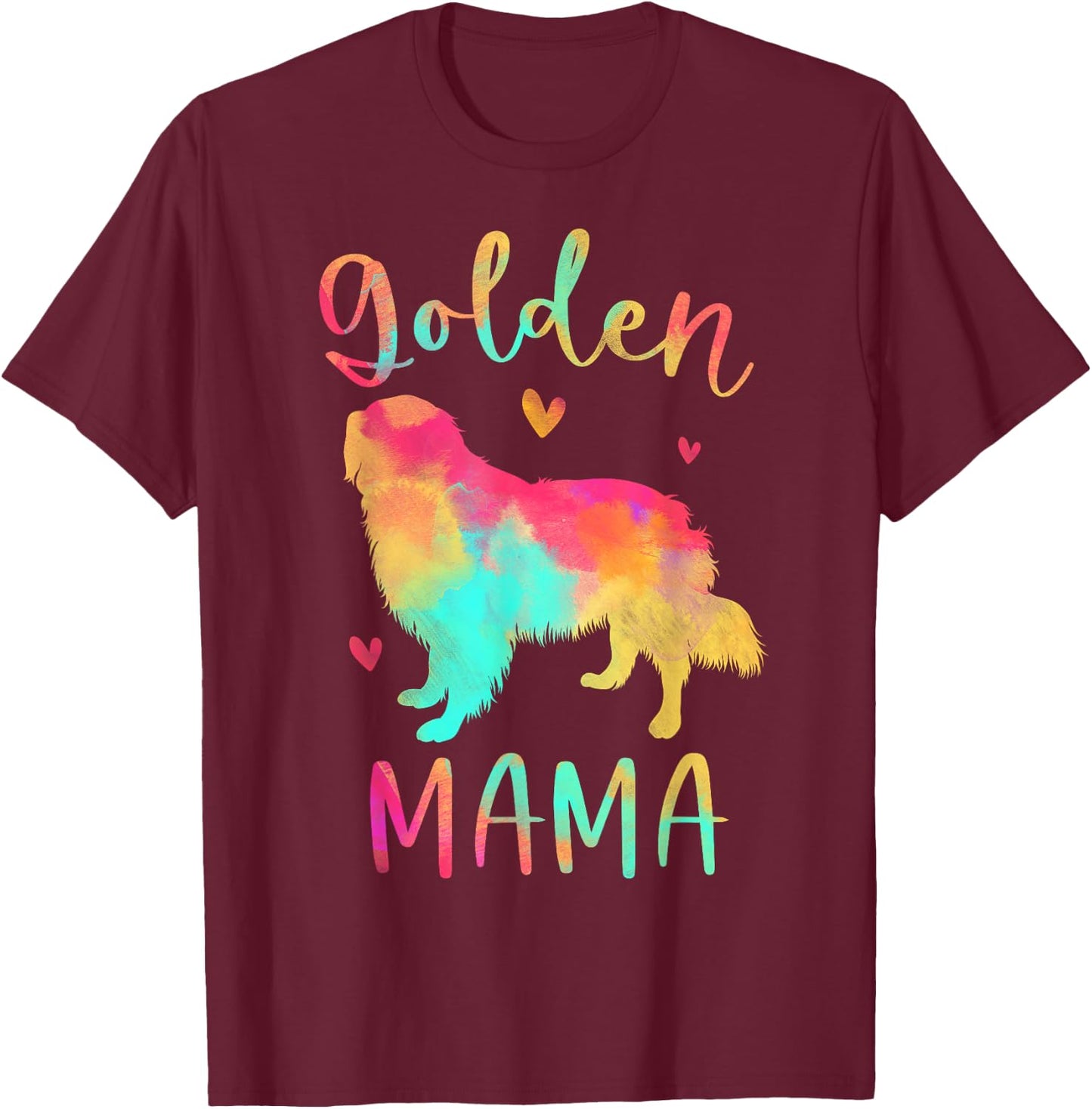 Golden Mama Colorful Golden Retriever Gifts Dog Mom Men Women Girls Kids T-Shirt - T-Shirt | Maroon