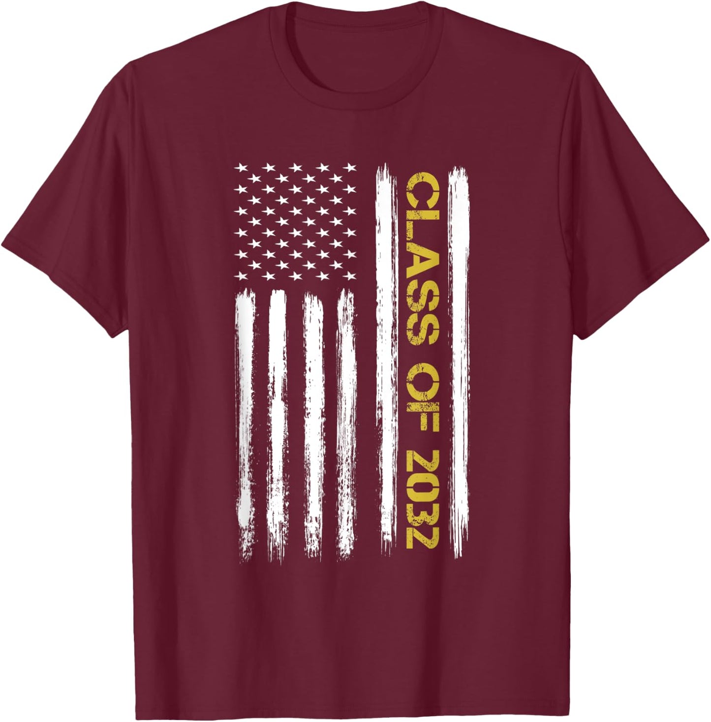 Senior Class Of 2032 Patriotic American Flag Graduation Gift Kids Men T-Shirt - T-Shirt | Maroon