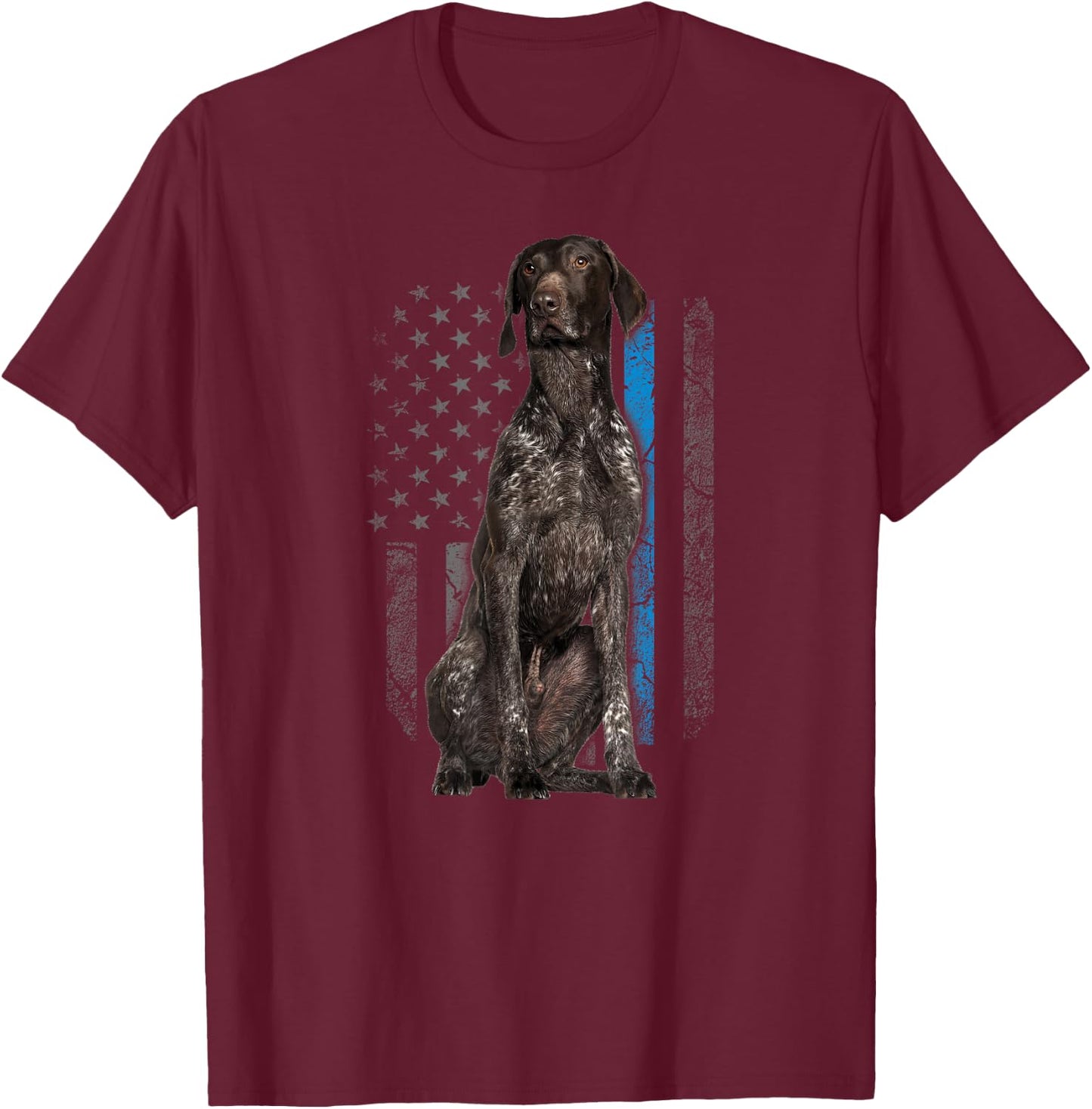 Thin Blue Line American Flag German Pointer Police Dog K-9 T-Shirt - T-Shirt | Maroon