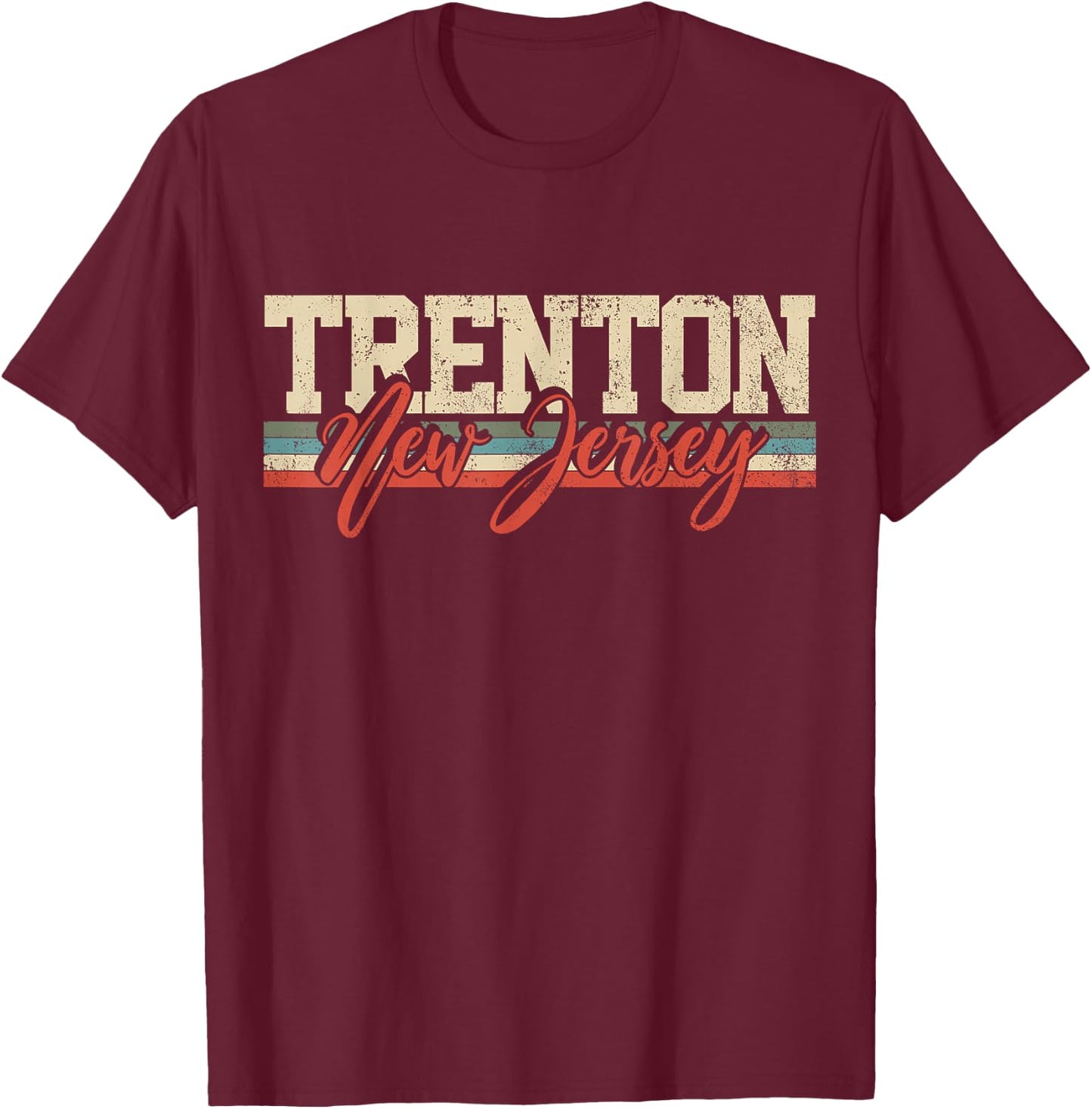 Trenton New Jersey Retro Vintage T-Shirt - T-Shirt | Maroon