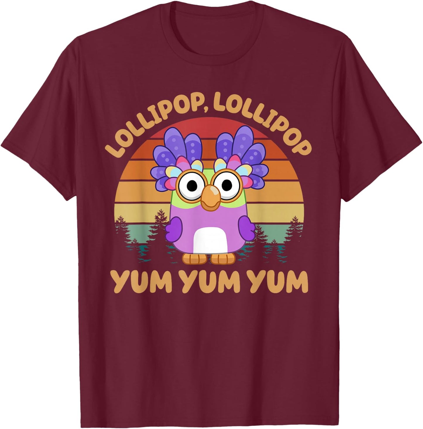 Chattermax Lollipop Lollipop Yum Yum Yum T-Shirt - T-Shirt | Maroon