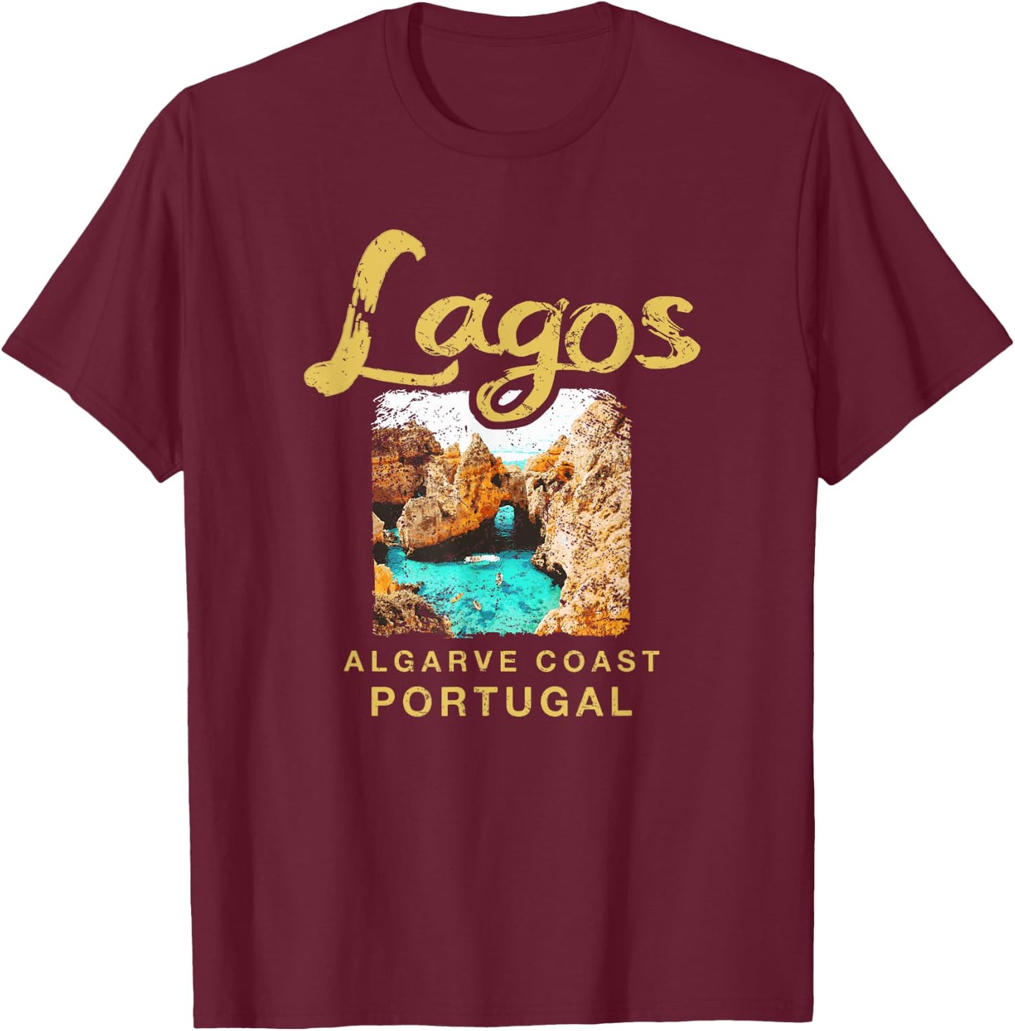 Lagos Portugal Algarve Coast Portuguese Vintage T-Shirt - T-Shirt | Maroon