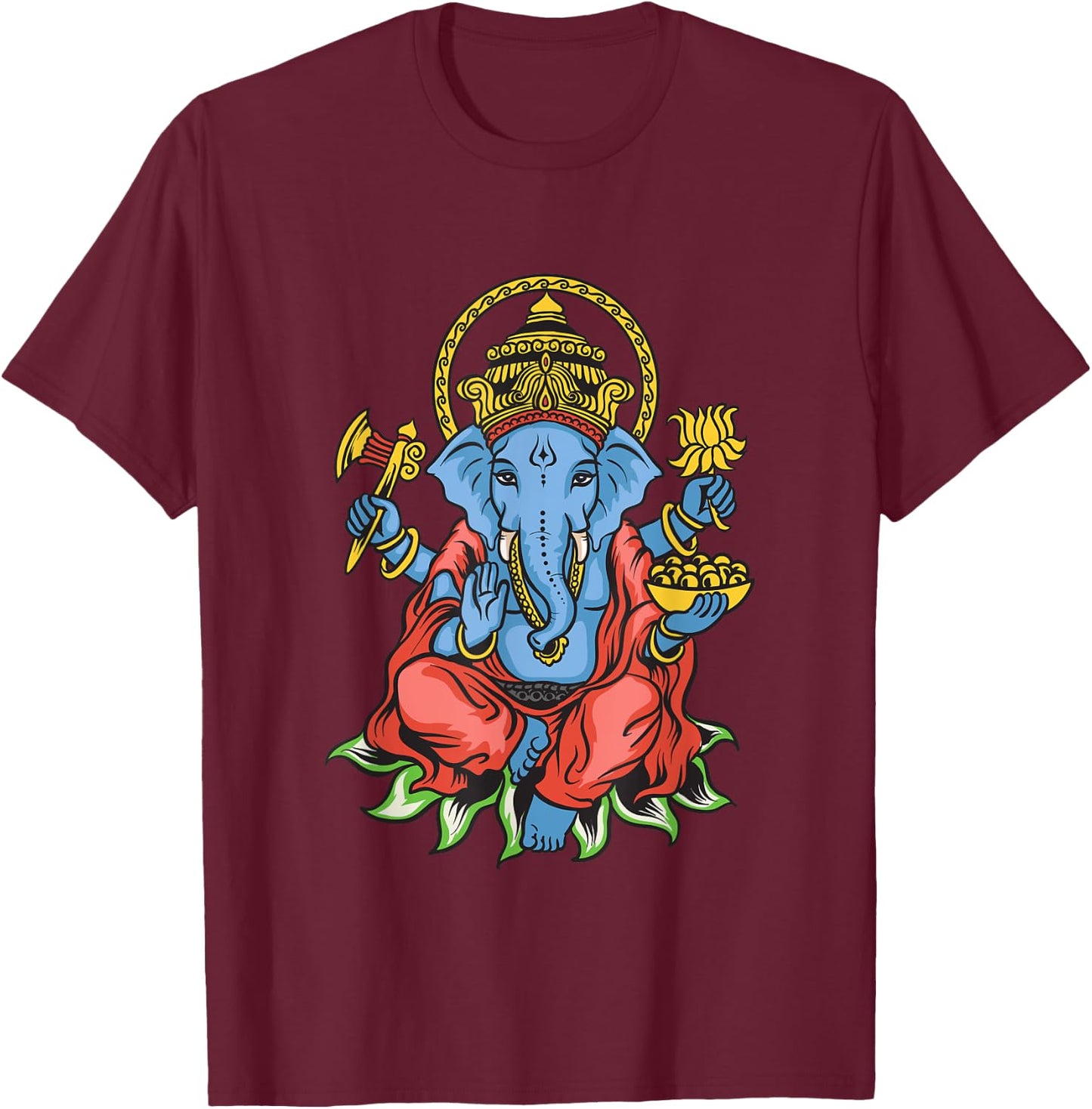 Spiritual Hindu God Ganesha Meditation Yoga T-Shirt - T-Shirt | Maroon