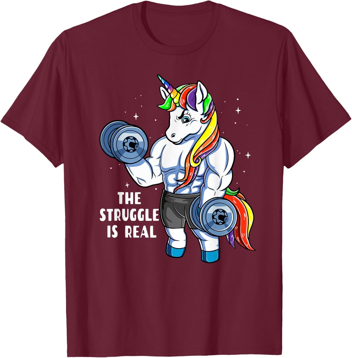 Unicorn Weightlifting T shirt - Rainbow Unicorn Gym Women T-Shirt - T-Shirt | Maroon