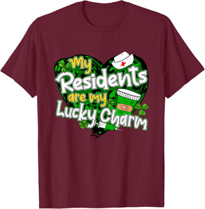 My Residents Are My Lucky Charms Patrick's Day Doctor Nurse T-Shirt - T-Shirt | Maroon
