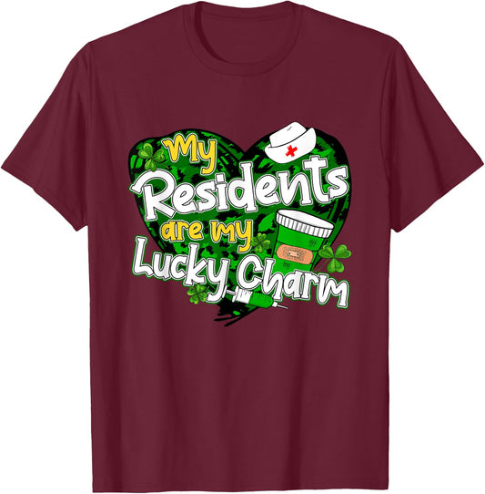 My Residents Are My Lucky Charms Patrick's Day Doctor Nurse T-Shirt - T-Shirt | Maroon