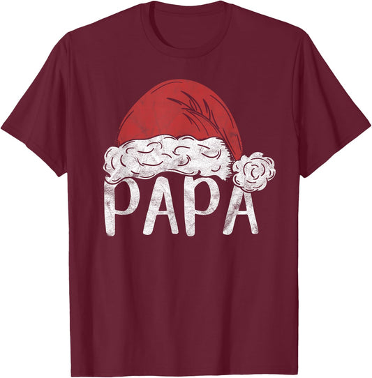 Papa Claus Christmas Costume Gift Santa Matching Family Xmas T-Shirt - T-Shirt | Maroon