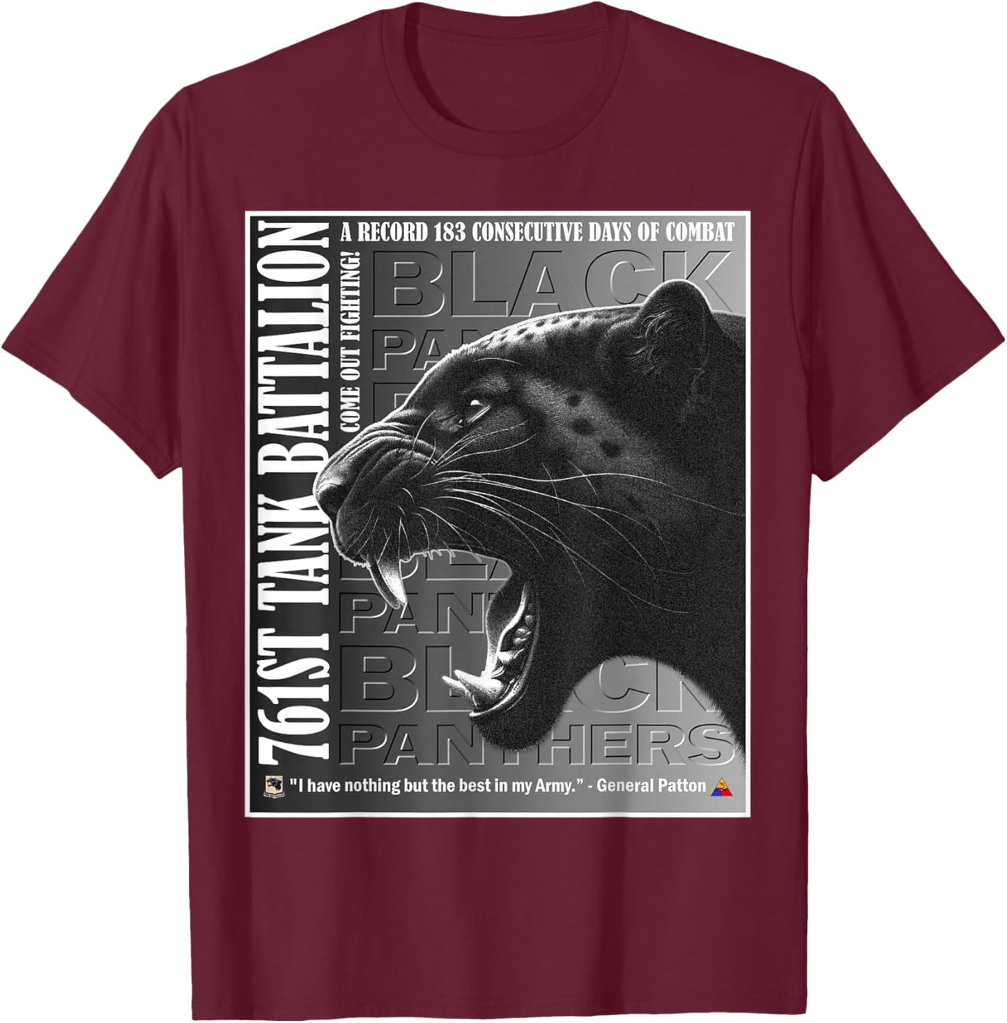 761st Tank Battalion Black Panthers African American Tribute T-Shirt - T-Shirt | Maroon