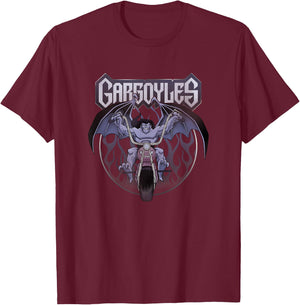 Disney Gargoyles Motorcycle Flames Let's Ride T-Shirt - T-Shirt | Maroon