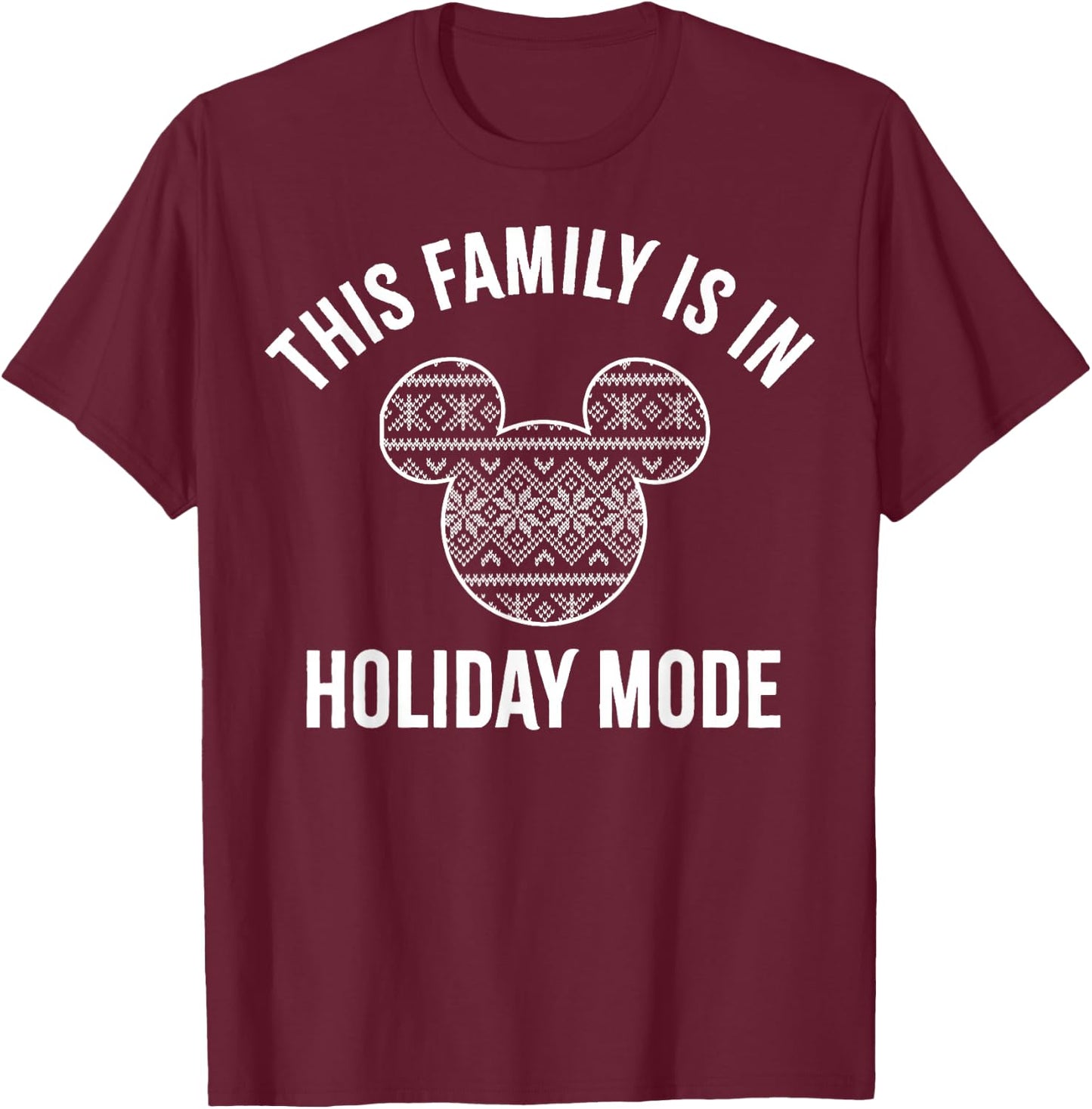 Disney Mickey And Friends Christmas Family Holiday Mode T-Shirt - T-Shirt | Maroon