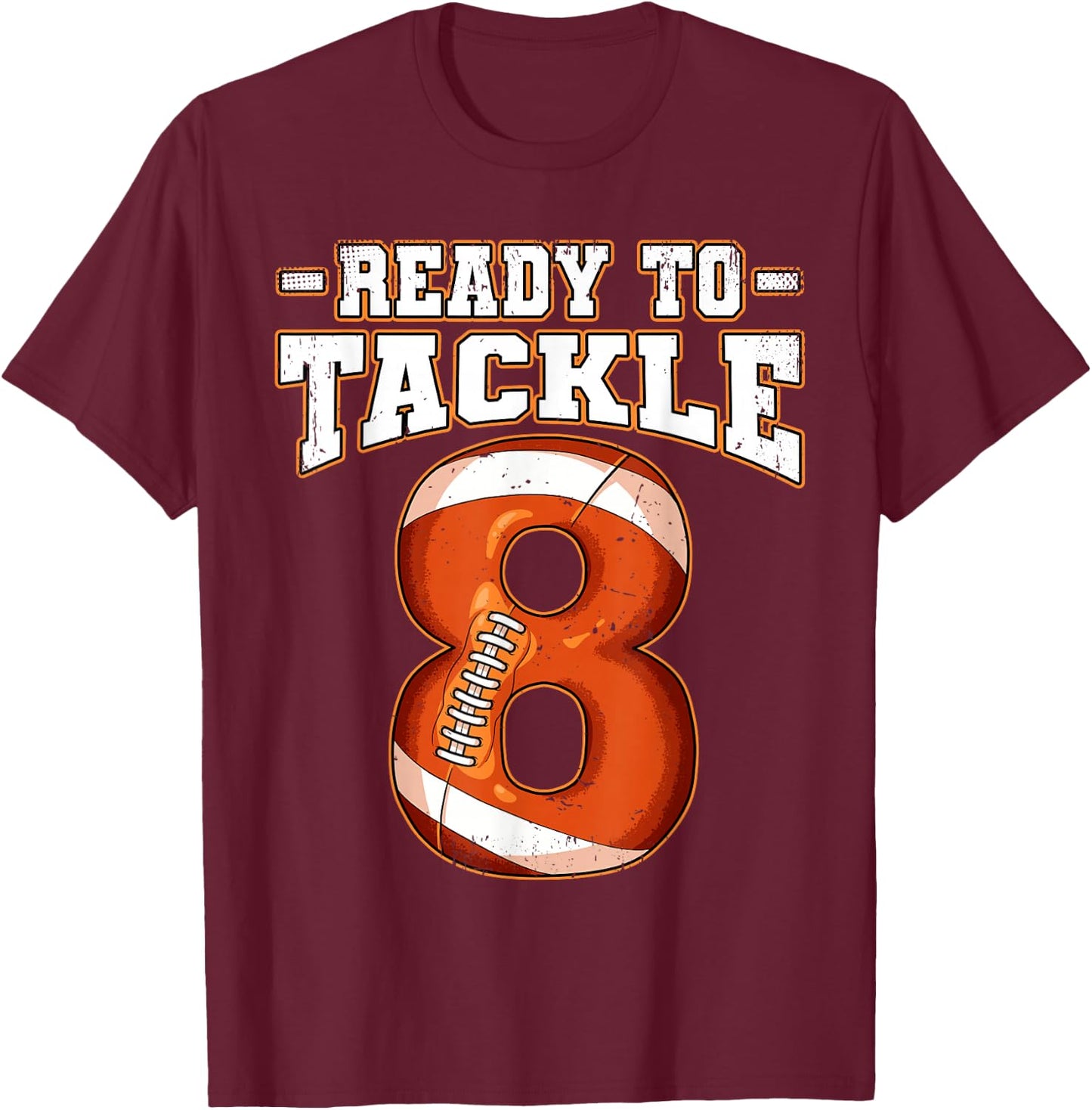 8th Birthday Football T-Shirt - T-Shirt | Maroon