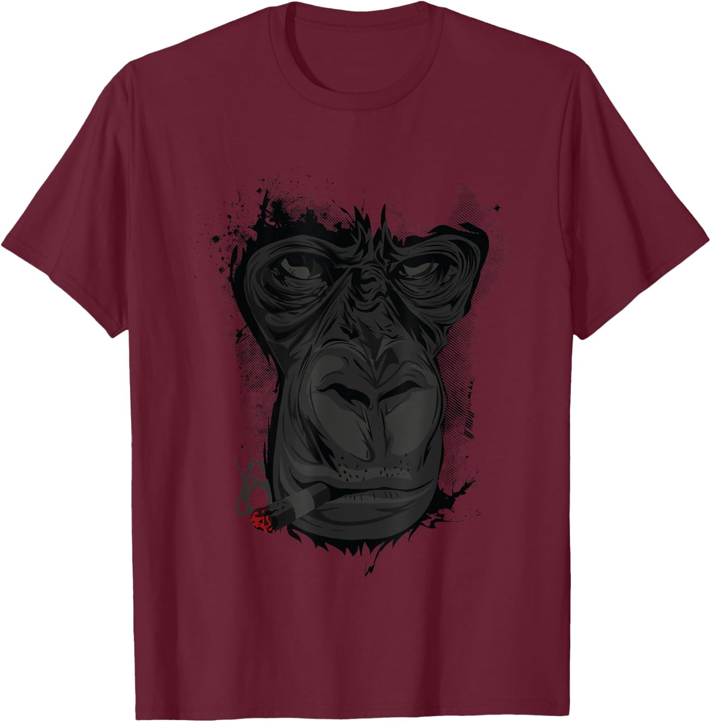 Angry Gorilla Shirt Graphic Ape Cigar Smoking Monkey Gift T-Shirt - T-Shirt | Maroon