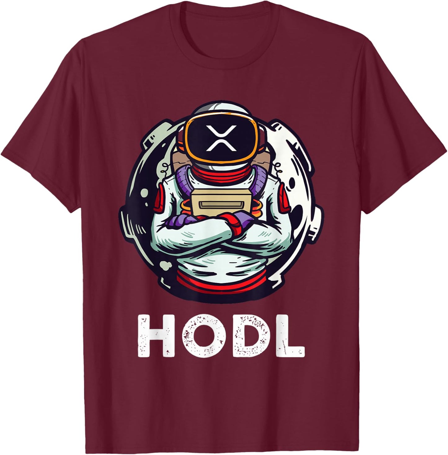 XRP Hodl To The Moon Funny XRP Astronaut T-Shirt - T-Shirt | Maroon