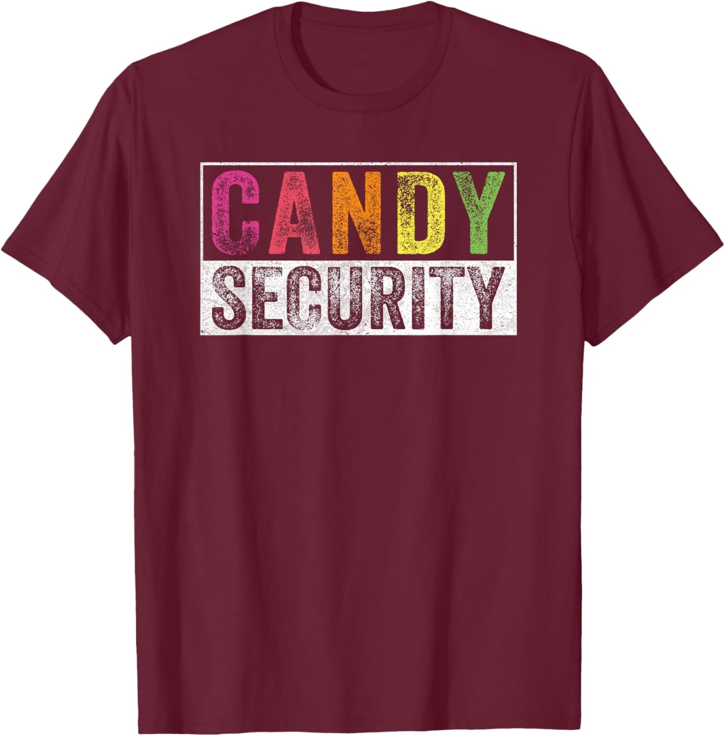 Retro Vintage Candy Security Ghost For Halloween -Adults, Kids Black Short Sleeve T-Shirt - T-Shirt | Maroon