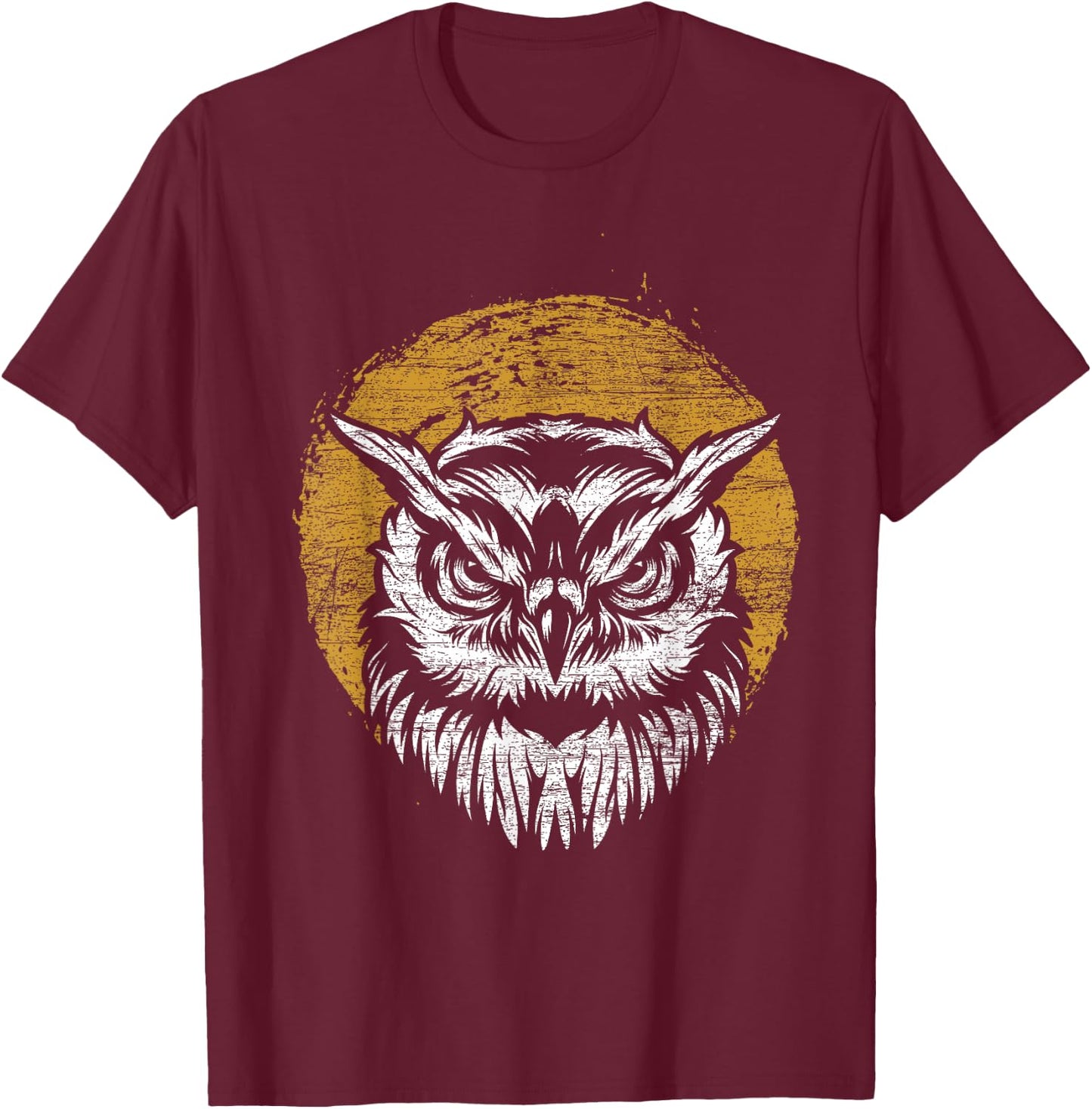 Bird Gift Sunset Owl T-Shirt - T-Shirt | Maroon