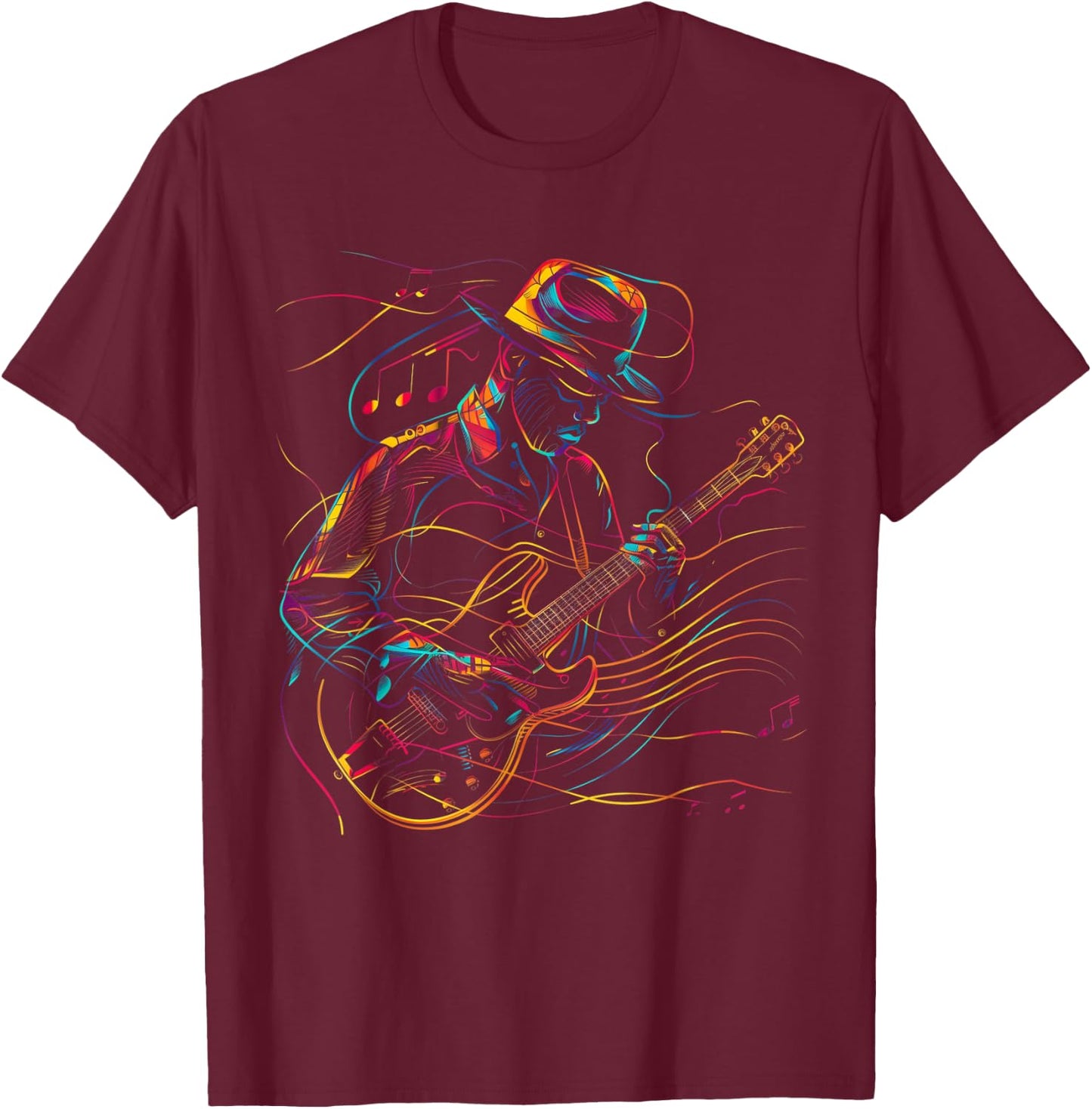 Guitar Player Jazz Blues Music Blues Musician Guitarist T-Shirt - T-Shirt | Maroon