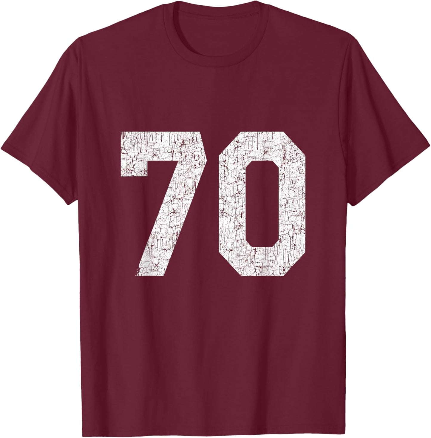 #70 Jersey Uniform Varsity Sports Number, 70th Birthday T-Shirt - T-Shirt | Maroon