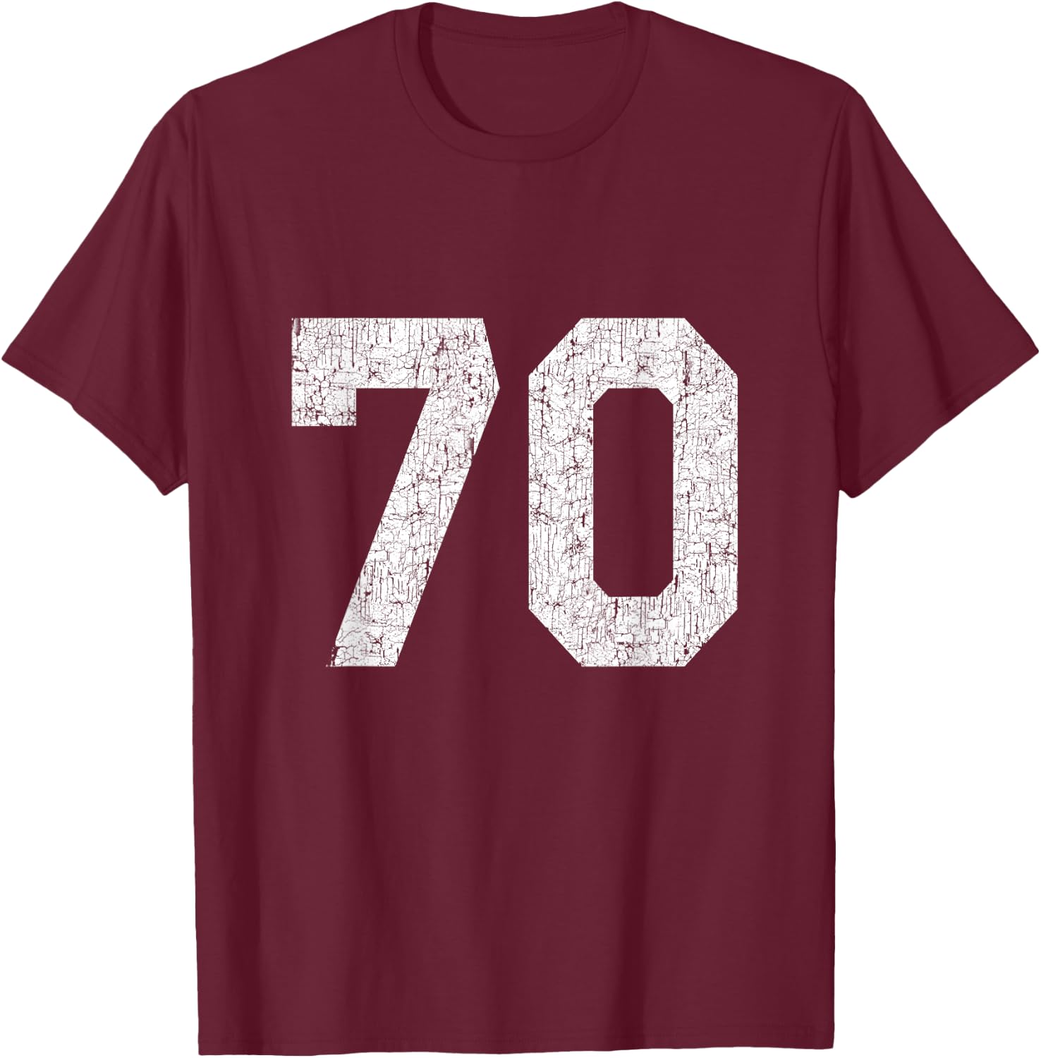 #70 Jersey Uniform Varsity Sports Number, 70th Birthday T-Shirt - T-Shirt | Maroon