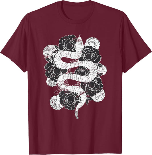 Rose Snake T-Shirt - T-Shirt | Maroon
