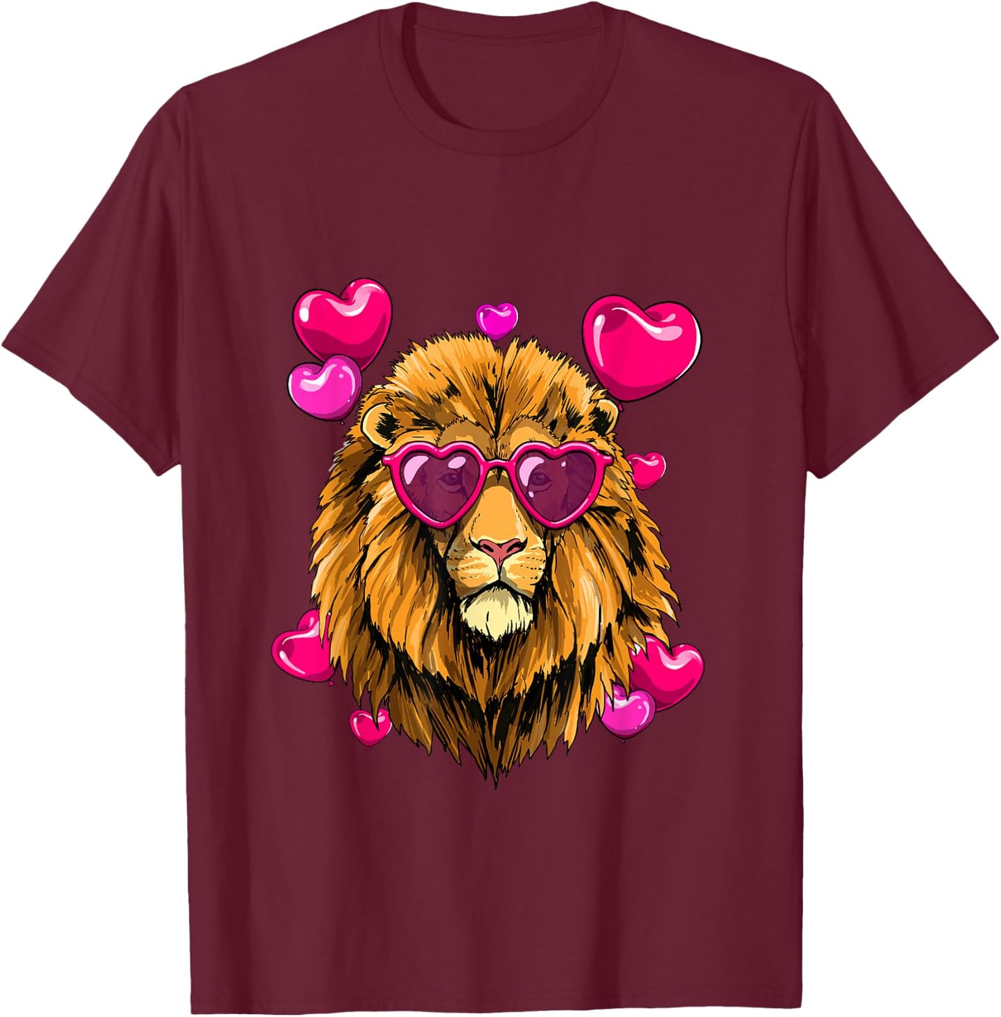 Valentines Day Lion Funny Lion Lover T-Shirt - T-Shirt | Maroon