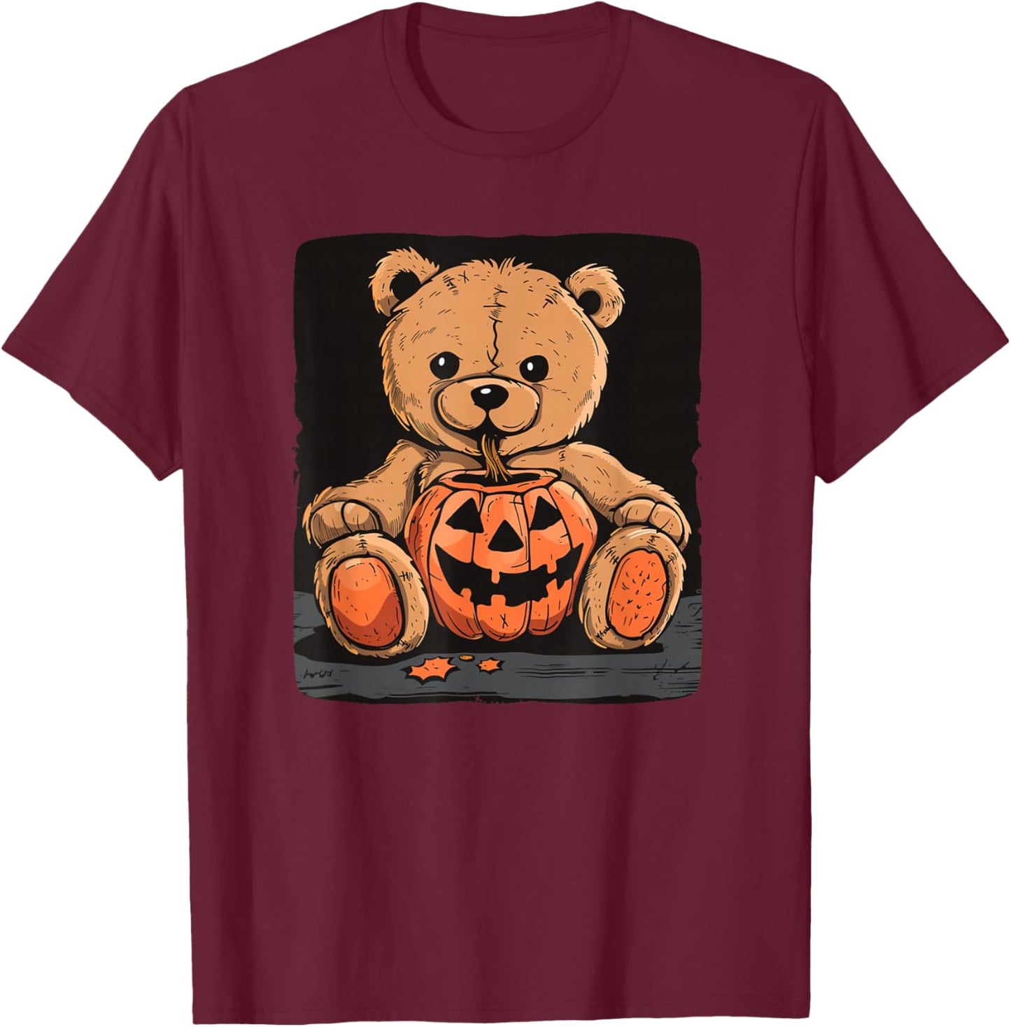 Awesome scary Teddy Bear for Halloween and Pumpkin Lovers T-Shirt - T-Shirt | Maroon