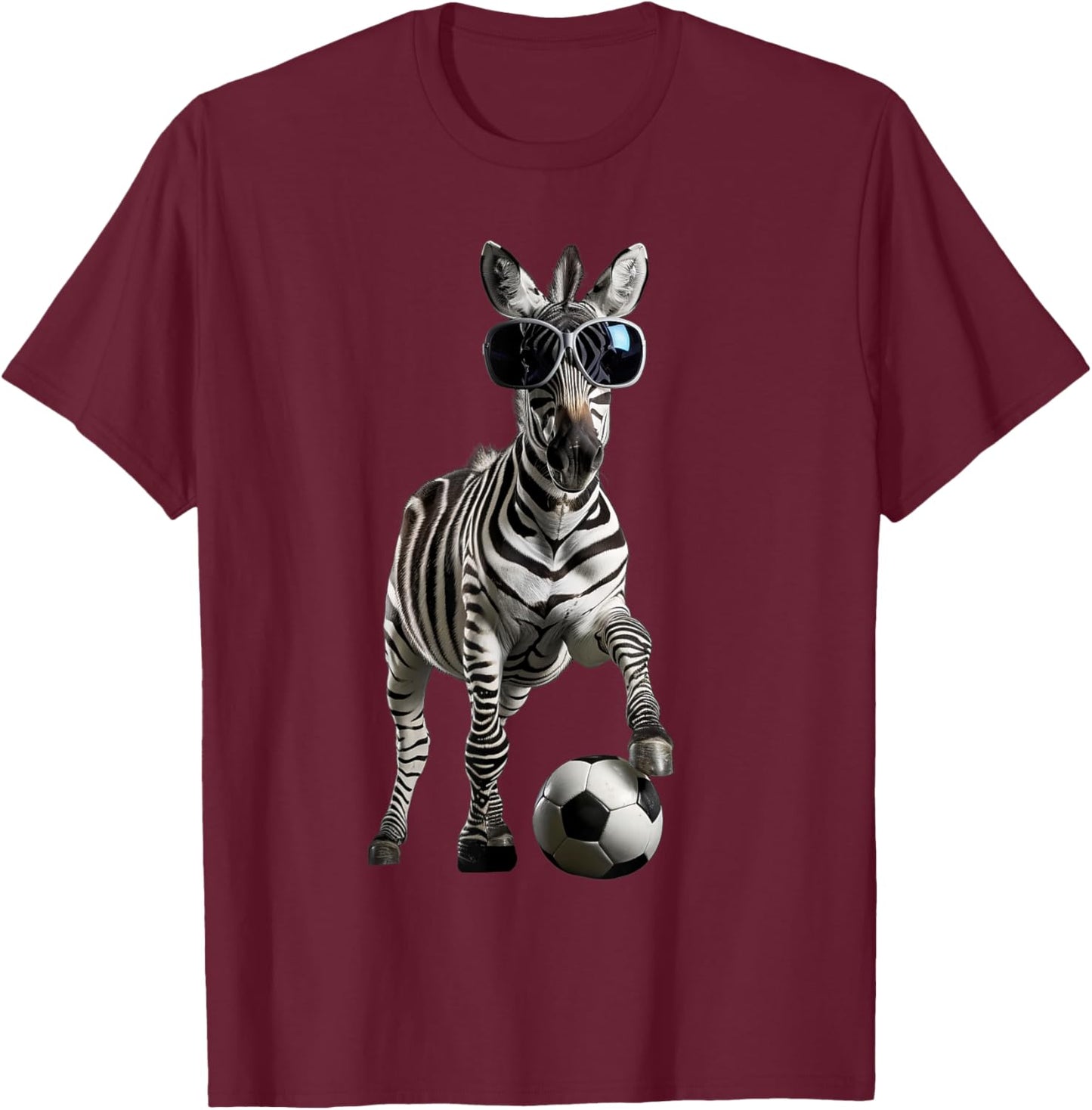 Zebra Soccer Football T-Shirt - T-Shirt | Maroon