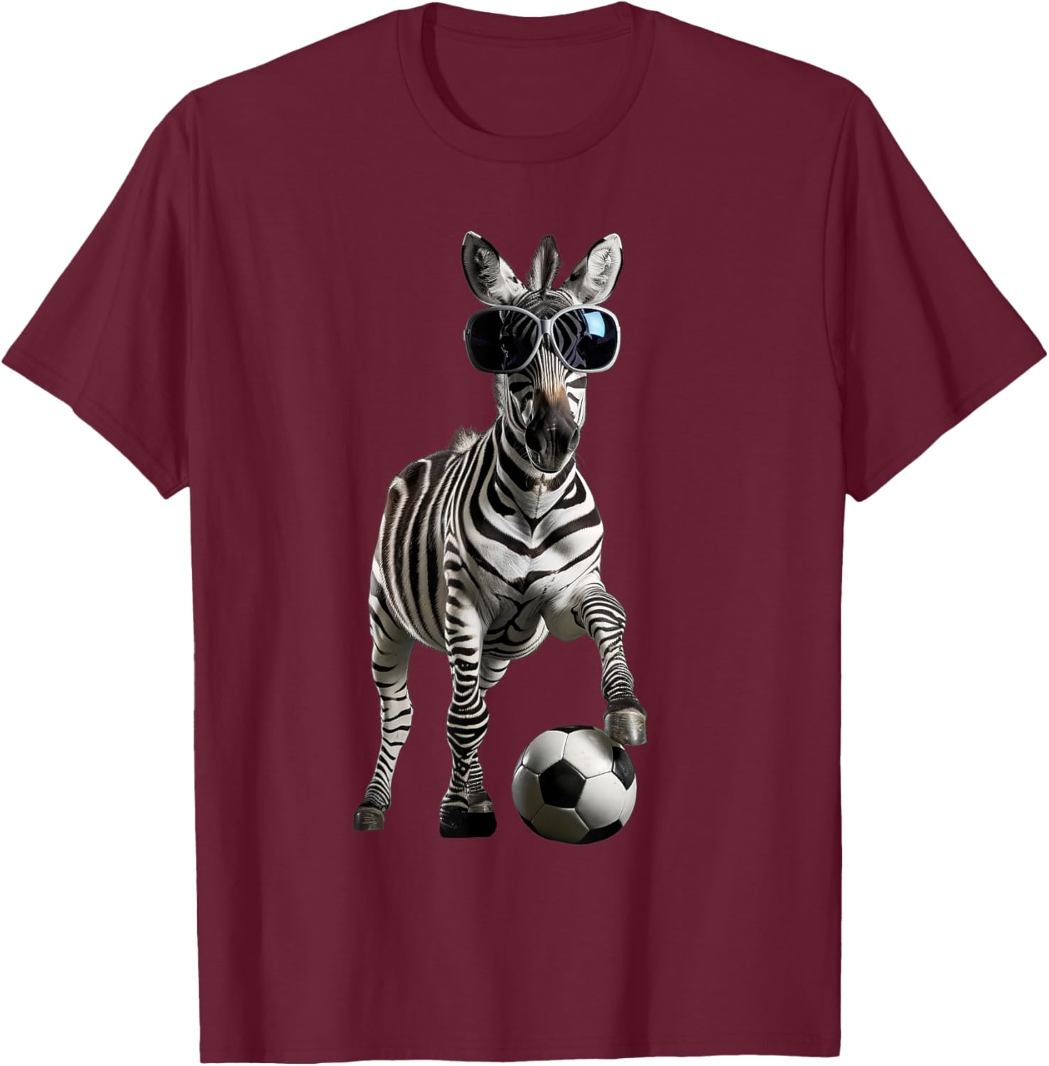 Zebra Soccer Football T-Shirt - T-Shirt | Maroon