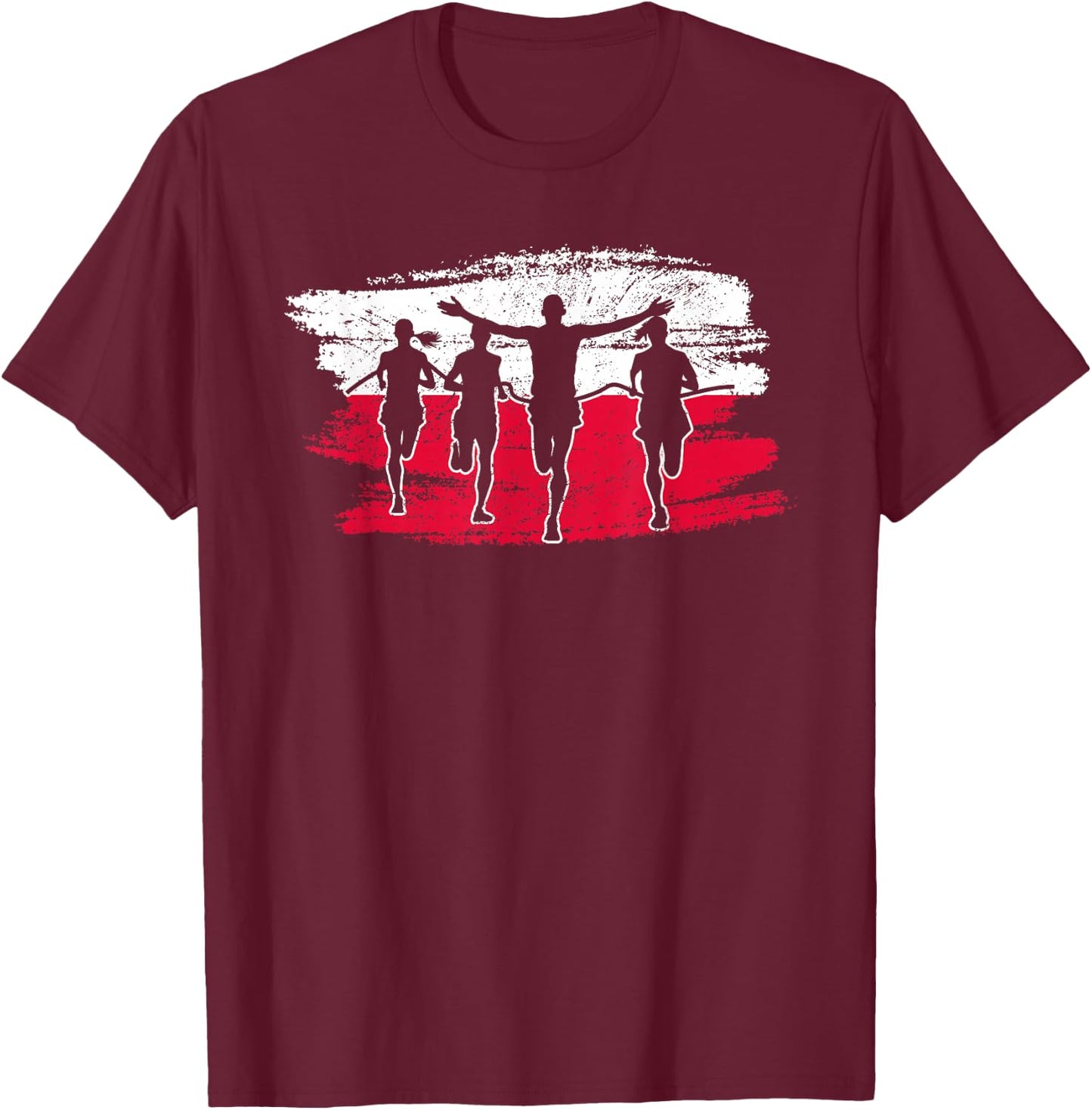 Running Marathon Runners Poland Polish Polska T-Shirt - T-Shirt | Maroon