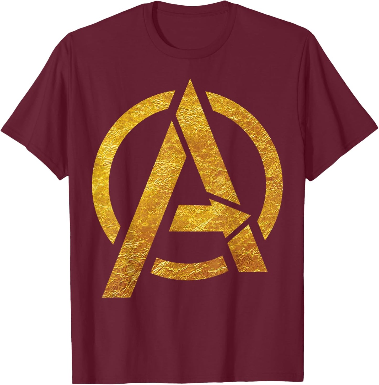 Marvel Avengers Gold Foil Chest Logo Small T-Shirt - T-Shirt | Maroon