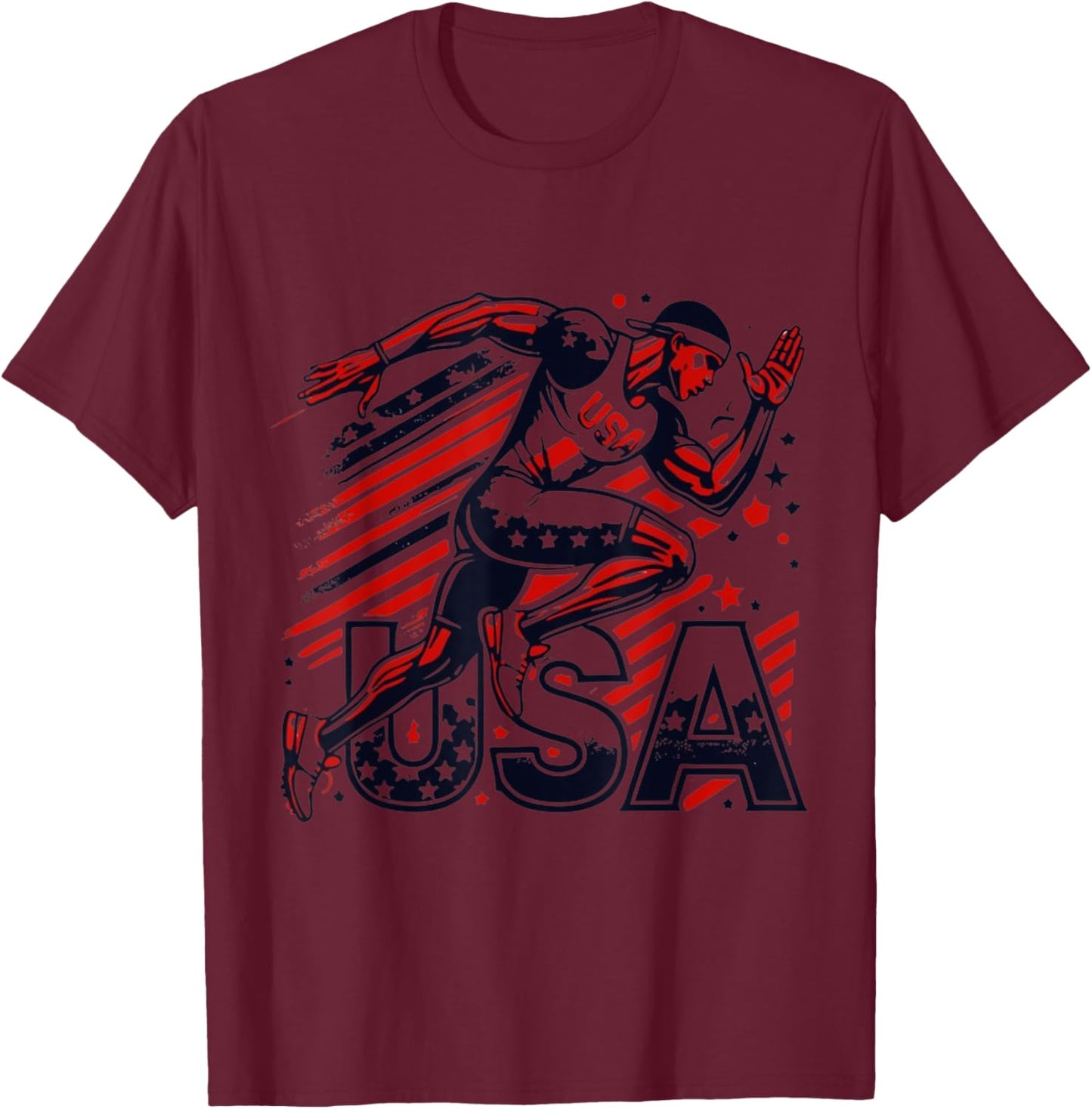 Bioworld Team USA Olympics Sprinter , Small, Grey T-Shirt - T-Shirt | Maroon