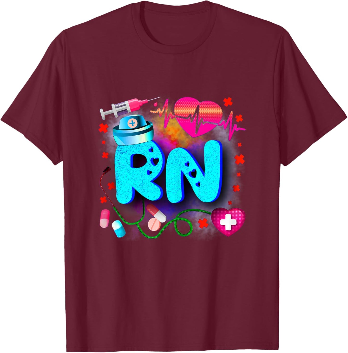 Registered Nurse RN - Tie Dye Registered Nurse Funny RN T-Shirt - T-Shirt | Maroon