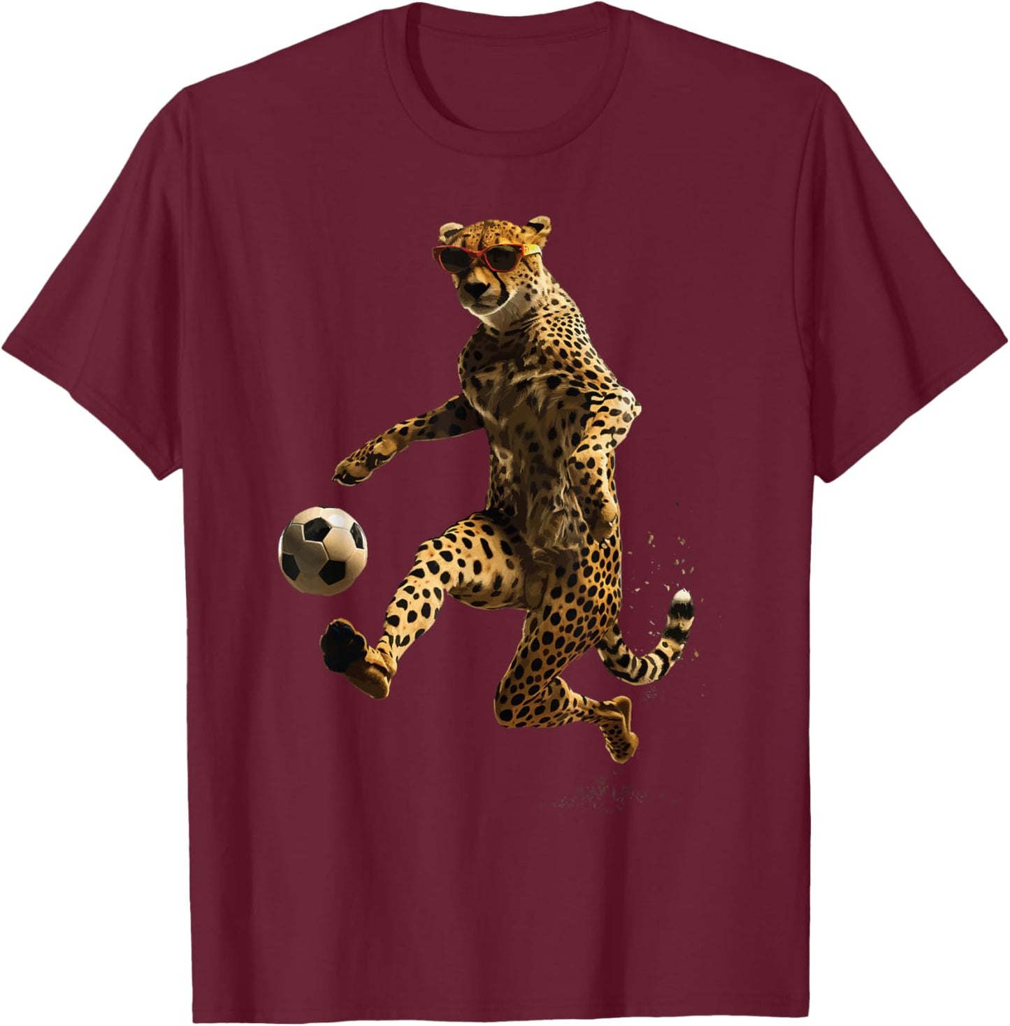 Cheetah Soccer Football T-Shirt - T-Shirt | Maroon