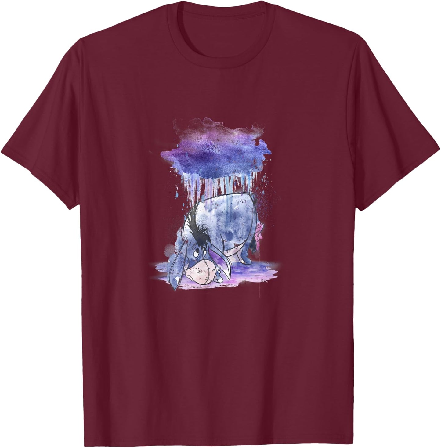 Disney Winnie The Pooh Eeyore Watercolor Rain Cloud T-Shirt - T-Shirt | Maroon