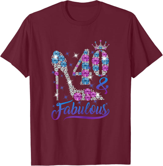 40 and Fabulous Stepping into my 40th Birthday Gift Women's T-Shirt - T-Shirt | Maroon