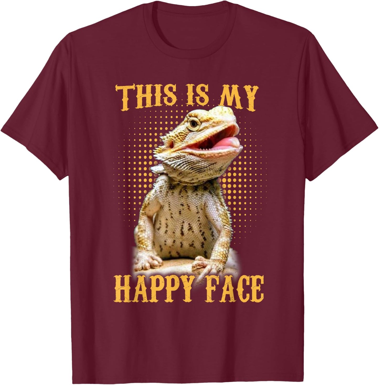 This is My Happy Face Bearded Dragon Funny Gift Girls Kids Small T-Shirt - T-Shirt | Maroon