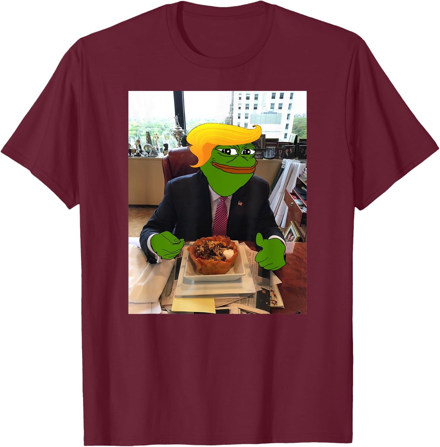 President Donald Trump Taco Bowl Funny Meme T-Shirt - T-Shirt | Maroon