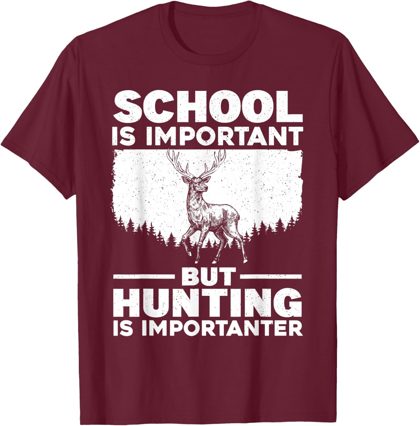 Funny Hunting Art for Boys Men Deer Hunter Wildlife Hunting T-Shirt - T-Shirt | Maroon