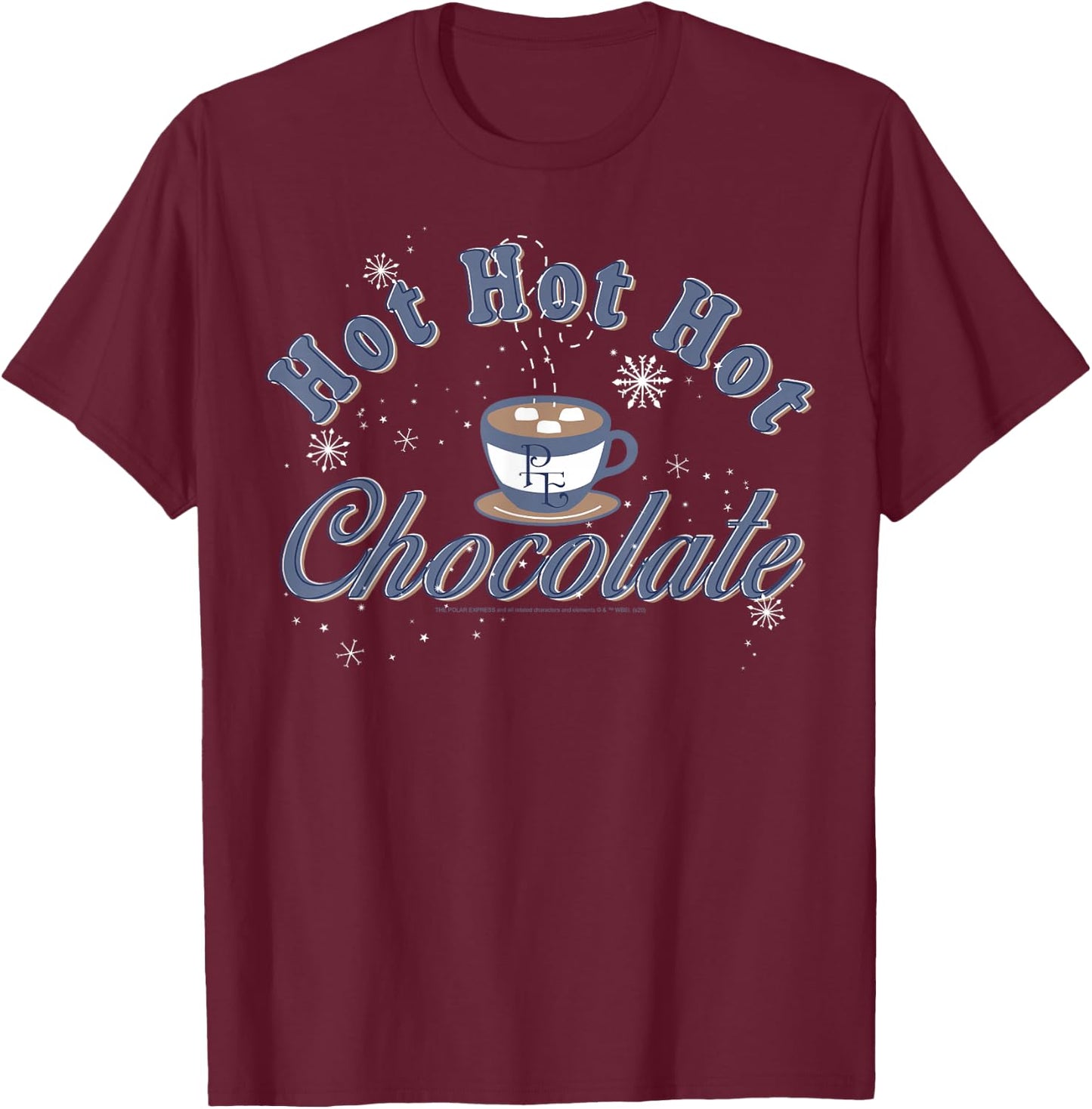 The Polar Express Hot Hot Hot Chocolate Logo T-Shirt - T-Shirt | Maroon