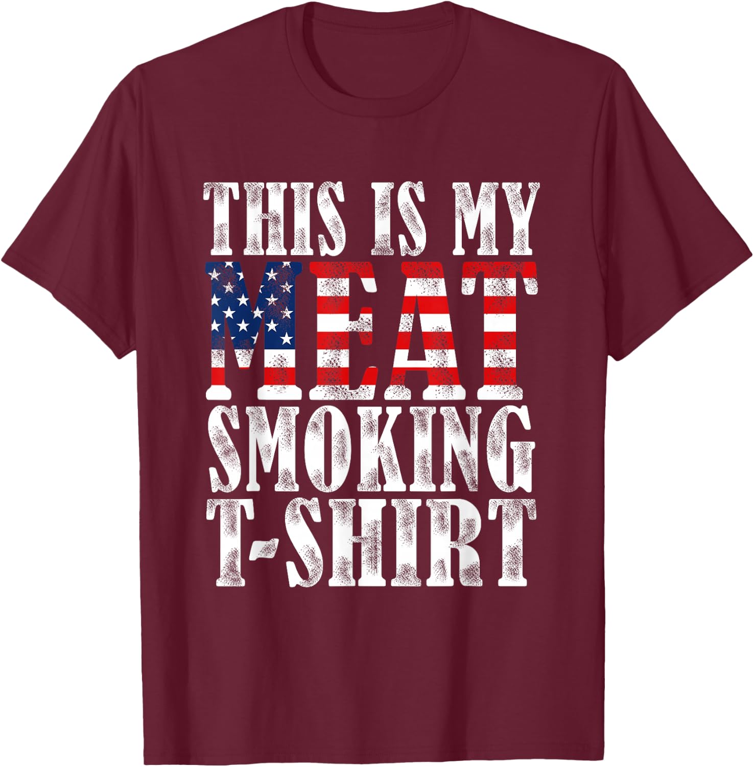 Retro BBQ Smoker Vintage US Flag This Is My Meat Smoking T-Shirt - T-Shirt | Maroon