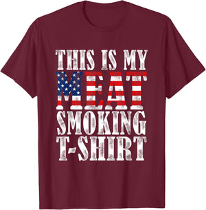 Retro BBQ Smoker Vintage US Flag This Is My Meat Smoking T-Shirt - T-Shirt | Maroon