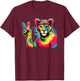 Peace Sign Tie Dye Cougar T-Shirt - T-Shirt | Maroon