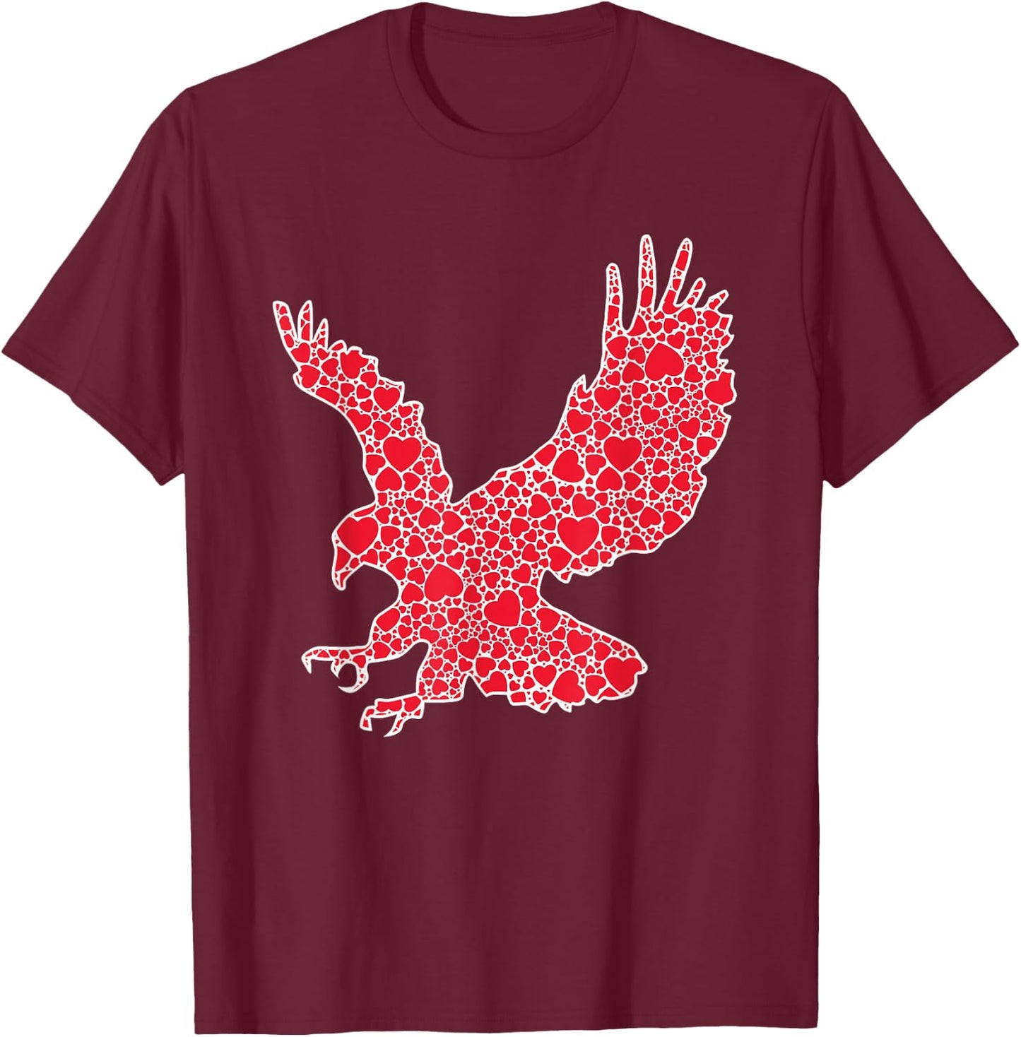 Eagle Hearts Valentine's Day Hawk Animal Lover Girl Gift T-Shirt - T-Shirt | Maroon