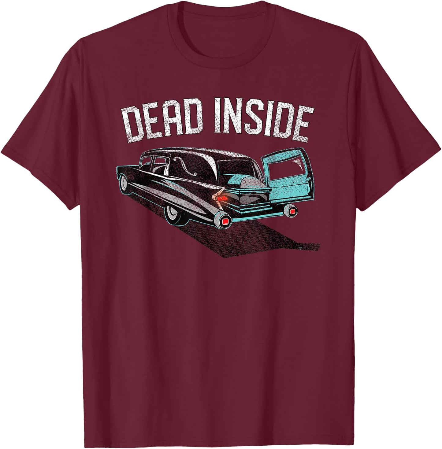 Dead Inside Casket Hearse T-Shirt - T-Shirt | Maroon